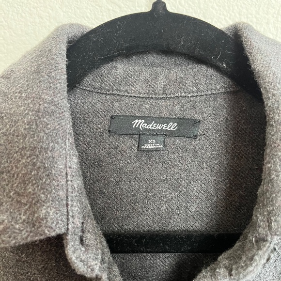 Madewell Sunday Button Down Flannel Shirt Dark Gray With Pockets - Picture 6 of 7